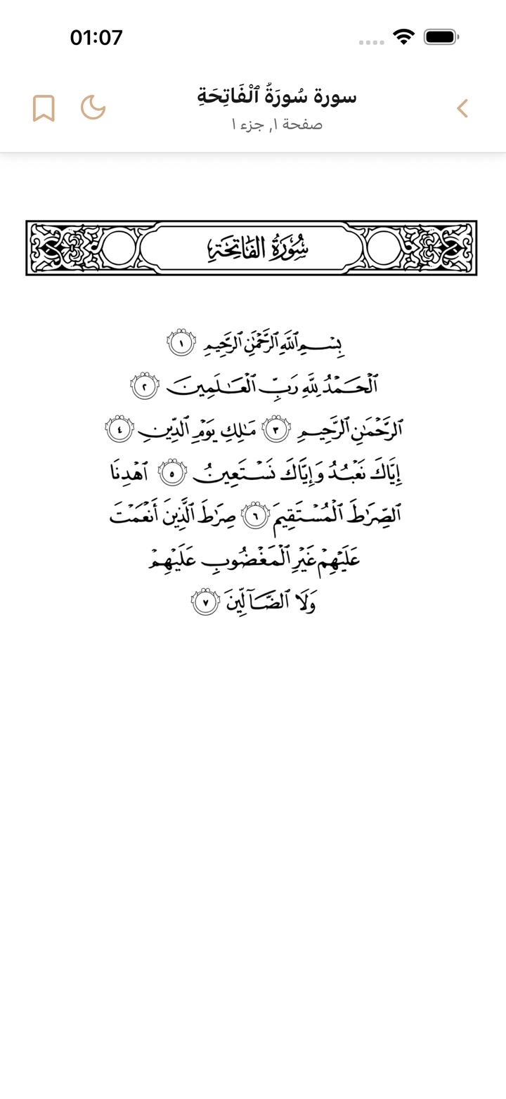 قارئ القرآن يعرض النص العربي بدون إنترنت داخل التطبيق